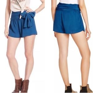 Free People NWT Tie Sash‎ Shorts Sapphire Blue Size 12